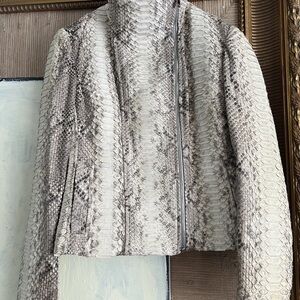 Michael Kors Collection real Snakeskin python Cream beige coat jacket s small